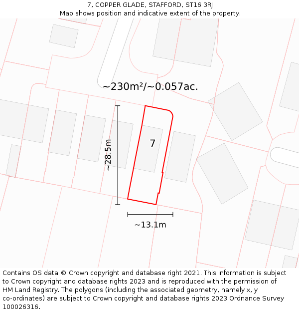7, COPPER GLADE, STAFFORD, ST16 3RJ: Plot and title map