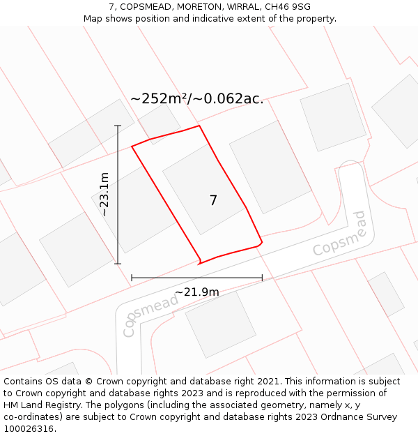 7, COPSMEAD, MORETON, WIRRAL, CH46 9SG: Plot and title map