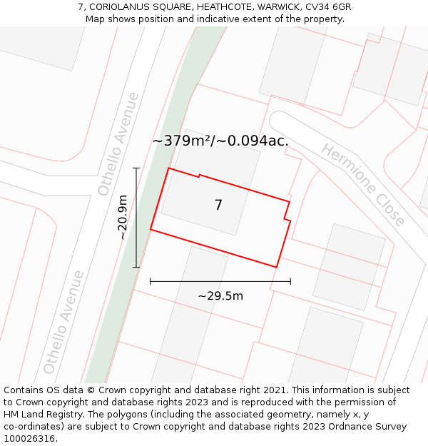 7, CORIOLANUS SQUARE, HEATHCOTE, WARWICK, CV34 6GR: Plot and title map