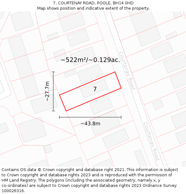 7, COURTENAY ROAD, POOLE, BH14 0HD: Plot and title map