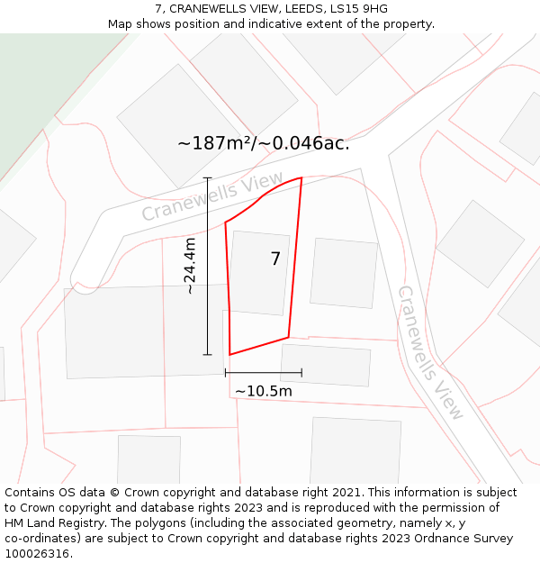 7, CRANEWELLS VIEW, LEEDS, LS15 9HG: Plot and title map