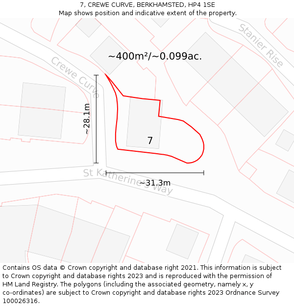 7, CREWE CURVE, BERKHAMSTED, HP4 1SE: Plot and title map