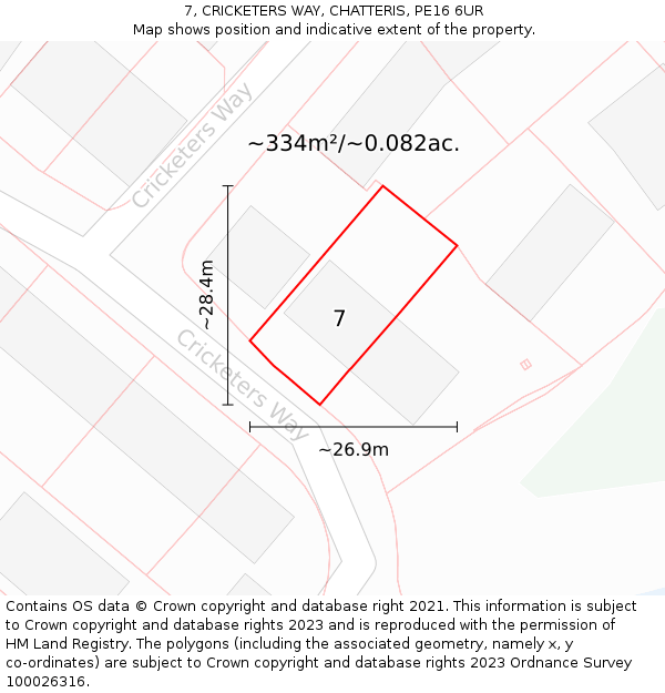 7, CRICKETERS WAY, CHATTERIS, PE16 6UR: Plot and title map
