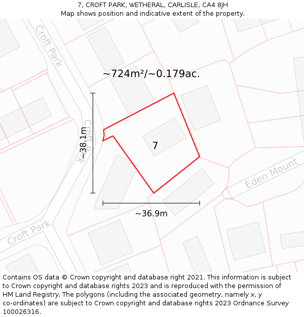 7, CROFT PARK, WETHERAL, CARLISLE, CA4 8JH: Plot and title map