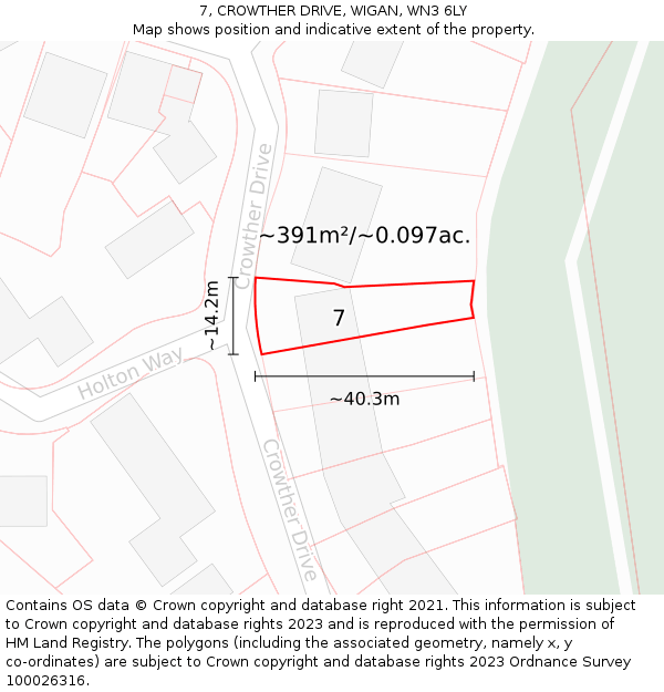 7, CROWTHER DRIVE, WIGAN, WN3 6LY: Plot and title map