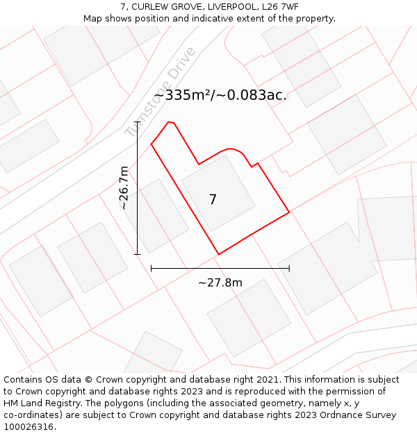 7, CURLEW GROVE, LIVERPOOL, L26 7WF: Plot and title map