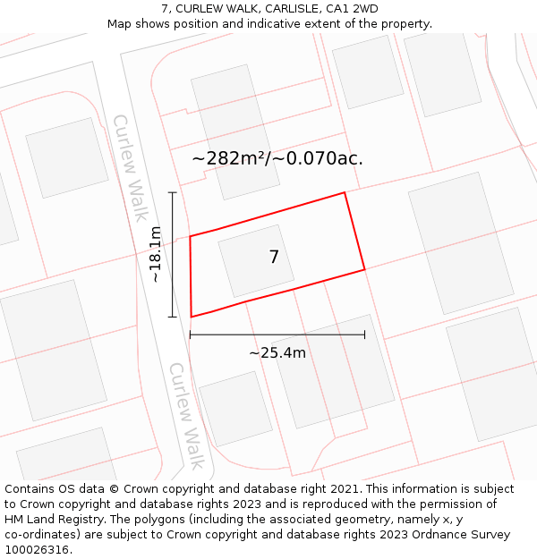 7, CURLEW WALK, CARLISLE, CA1 2WD: Plot and title map