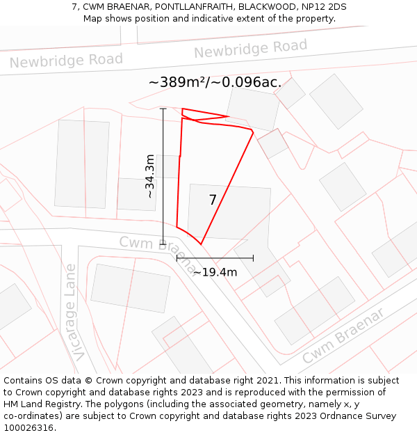7, CWM BRAENAR, PONTLLANFRAITH, BLACKWOOD, NP12 2DS: Plot and title map