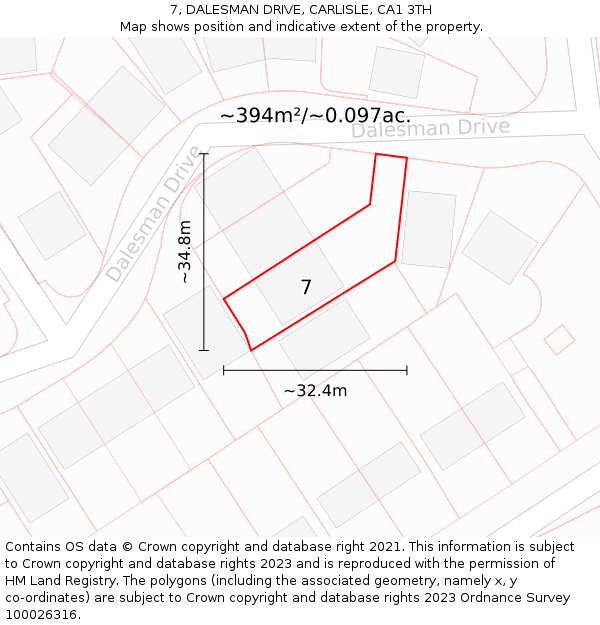 7, DALESMAN DRIVE, CARLISLE, CA1 3TH: Plot and title map