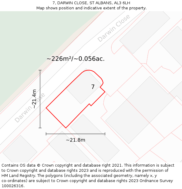 7, DARWIN CLOSE, ST ALBANS, AL3 6LH: Plot and title map