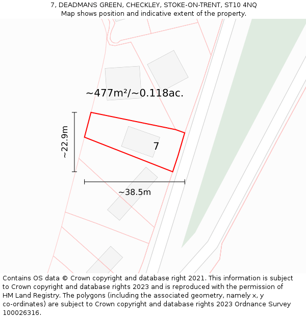 7, DEADMANS GREEN, CHECKLEY, STOKE-ON-TRENT, ST10 4NQ: Plot and title map