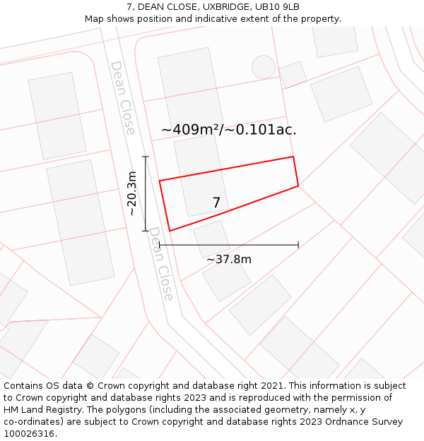 7, DEAN CLOSE, UXBRIDGE, UB10 9LB: Plot and title map