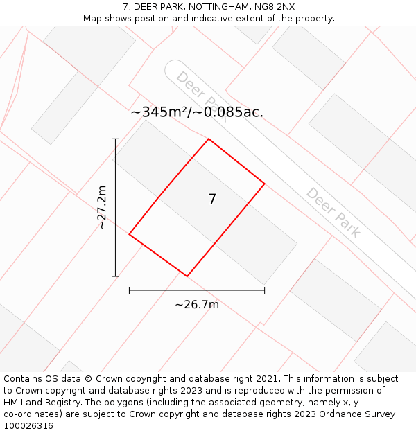 7, DEER PARK, NOTTINGHAM, NG8 2NX: Plot and title map