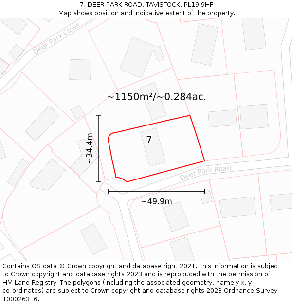 7, DEER PARK ROAD, TAVISTOCK, PL19 9HF: Plot and title map