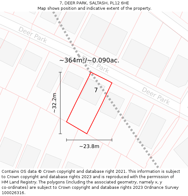 7, DEER PARK, SALTASH, PL12 6HE: Plot and title map