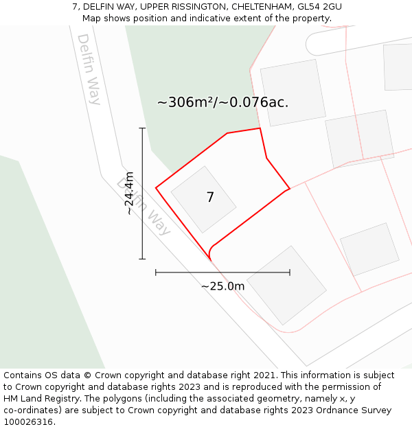 7, DELFIN WAY, UPPER RISSINGTON, CHELTENHAM, GL54 2GU: Plot and title map