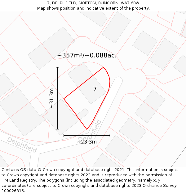 7, DELPHFIELD, NORTON, RUNCORN, WA7 6RW: Plot and title map