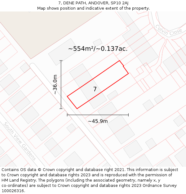 7, DENE PATH, ANDOVER, SP10 2AJ: Plot and title map