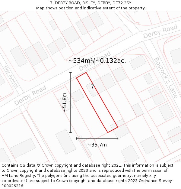 7, DERBY ROAD, RISLEY, DERBY, DE72 3SY: Plot and title map