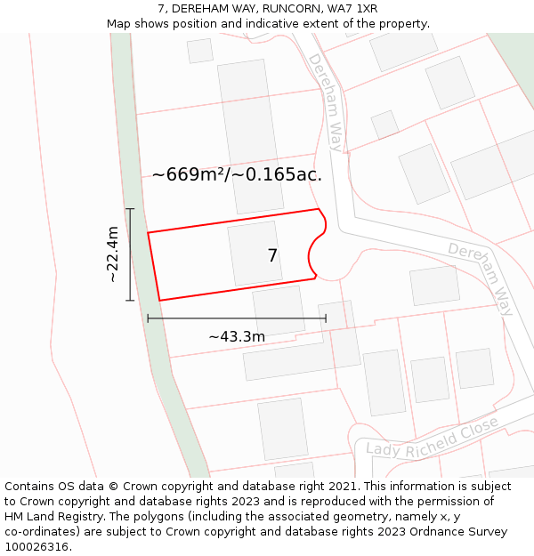 7, DEREHAM WAY, RUNCORN, WA7 1XR: Plot and title map