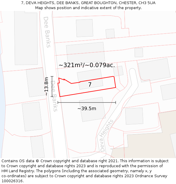 7, DEVA HEIGHTS, DEE BANKS, GREAT BOUGHTON, CHESTER, CH3 5UA: Plot and title map