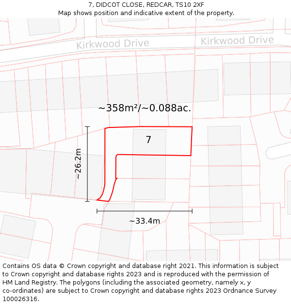 7, DIDCOT CLOSE, REDCAR, TS10 2XF: Plot and title map