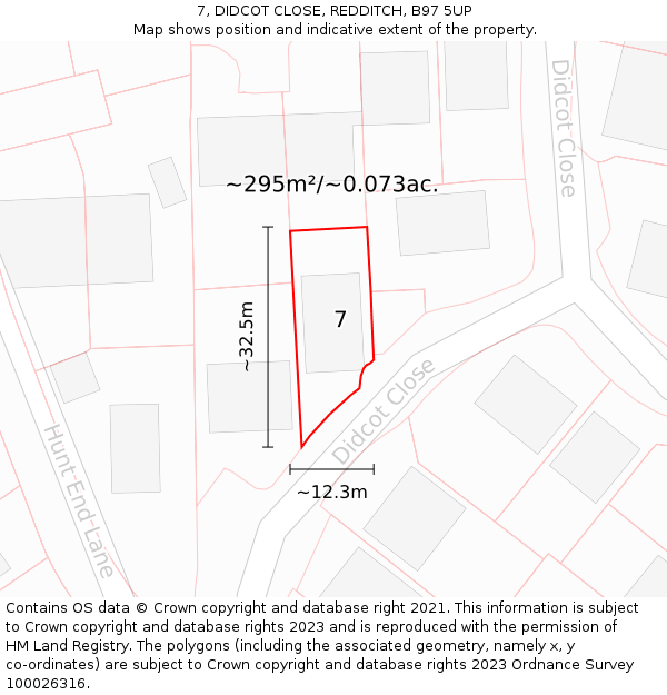 7, DIDCOT CLOSE, REDDITCH, B97 5UP: Plot and title map