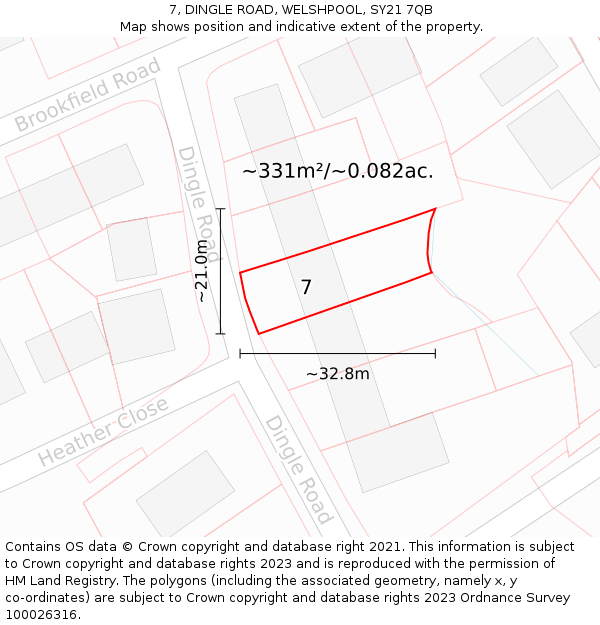 7, DINGLE ROAD, WELSHPOOL, SY21 7QB: Plot and title map