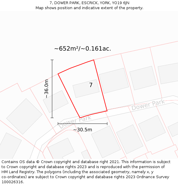 7, DOWER PARK, ESCRICK, YORK, YO19 6JN: Plot and title map