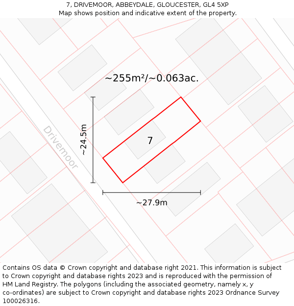 7, DRIVEMOOR, ABBEYDALE, GLOUCESTER, GL4 5XP: Plot and title map