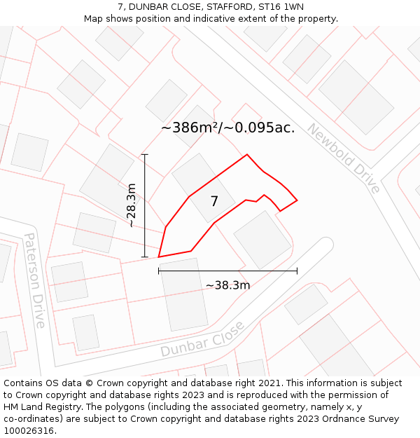 7, DUNBAR CLOSE, STAFFORD, ST16 1WN: Plot and title map