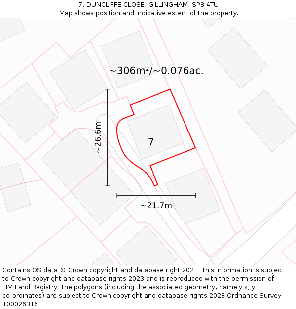 7, DUNCLIFFE CLOSE, GILLINGHAM, SP8 4TU: Plot and title map