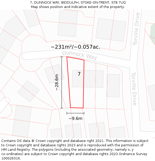 7, DUNNOCK WAY, BIDDULPH, STOKE-ON-TRENT, ST8 7UQ: Plot and title map
