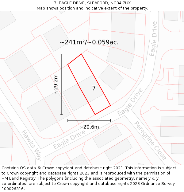 7, EAGLE DRIVE, SLEAFORD, NG34 7UX: Plot and title map