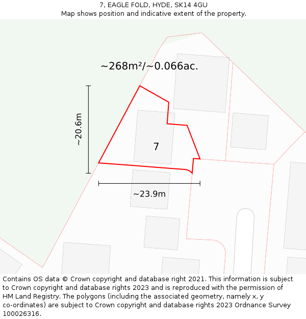 7, EAGLE FOLD, HYDE, SK14 4GU: Plot and title map