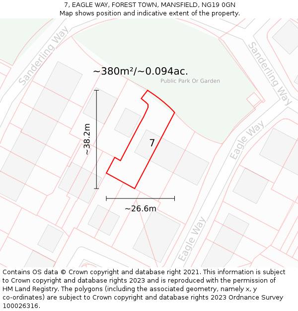 7, EAGLE WAY, FOREST TOWN, MANSFIELD, NG19 0GN: Plot and title map