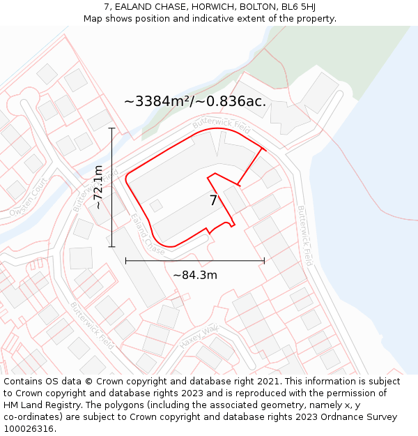 7, EALAND CHASE, HORWICH, BOLTON, BL6 5HJ: Plot and title map