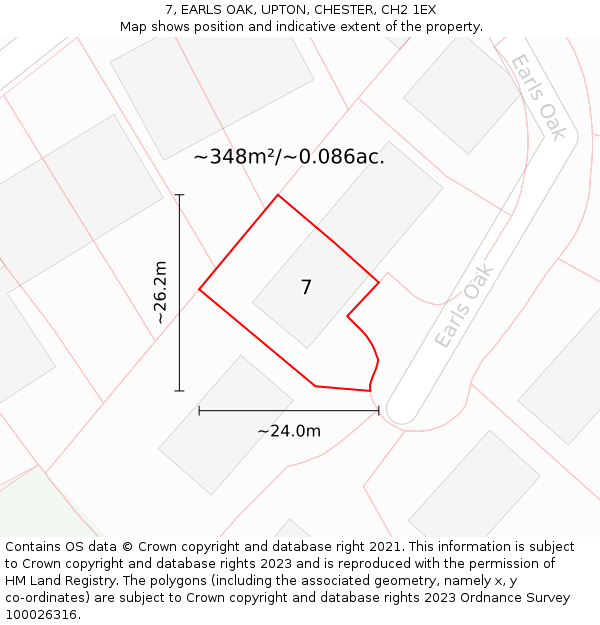 7, EARLS OAK, UPTON, CHESTER, CH2 1EX: Plot and title map