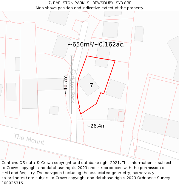 7, EARLSTON PARK, SHREWSBURY, SY3 8BE: Plot and title map