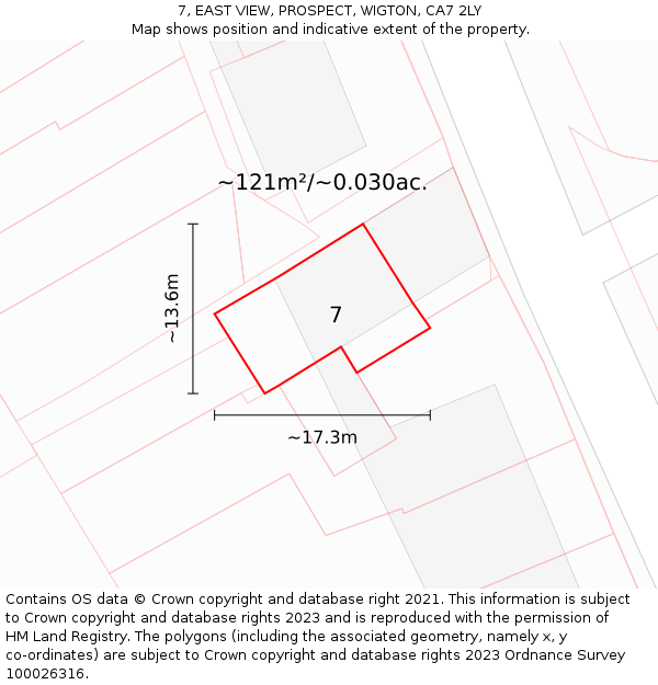 7, EAST VIEW, PROSPECT, WIGTON, CA7 2LY: Plot and title map