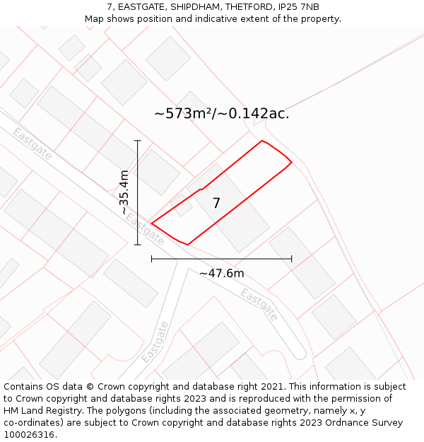 7, EASTGATE, SHIPDHAM, THETFORD, IP25 7NB: Plot and title map