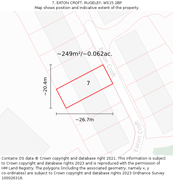 7, EATON CROFT, RUGELEY, WS15 2BP: Plot and title map