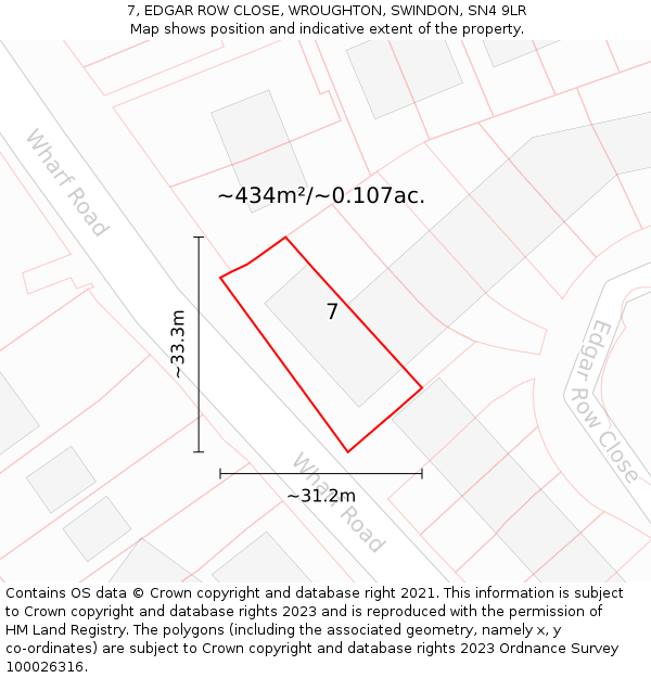 7, EDGAR ROW CLOSE, WROUGHTON, SWINDON, SN4 9LR: Plot and title map