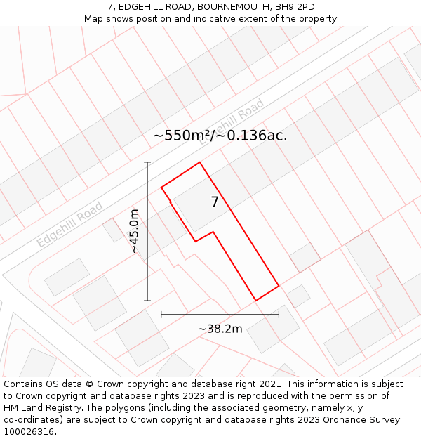 7, EDGEHILL ROAD, BOURNEMOUTH, BH9 2PD: Plot and title map