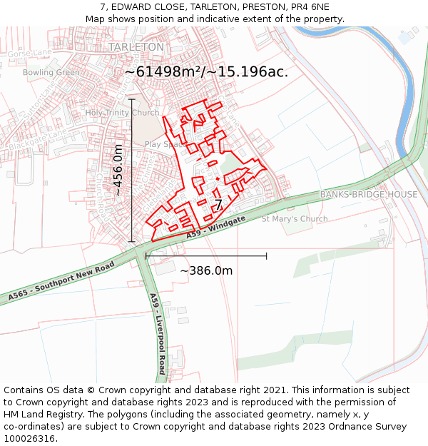 7, EDWARD CLOSE, TARLETON, PRESTON, PR4 6NE: Plot and title map