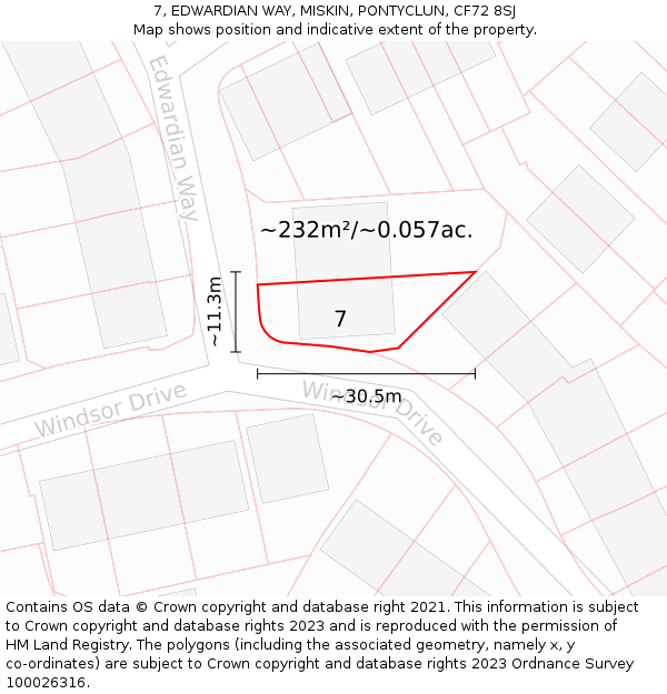7, EDWARDIAN WAY, MISKIN, PONTYCLUN, CF72 8SJ: Plot and title map