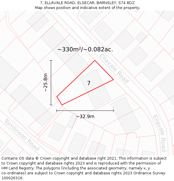 7, ELLAVALE ROAD, ELSECAR, BARNSLEY, S74 8DZ: Plot and title map