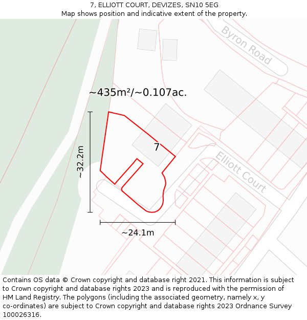 7, ELLIOTT COURT, DEVIZES, SN10 5EG: Plot and title map