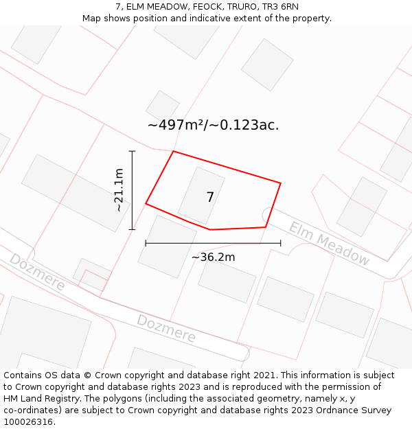 7, ELM MEADOW, FEOCK, TRURO, TR3 6RN: Plot and title map