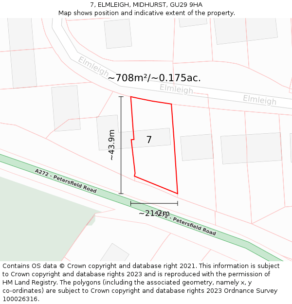7, ELMLEIGH, MIDHURST, GU29 9HA: Plot and title map